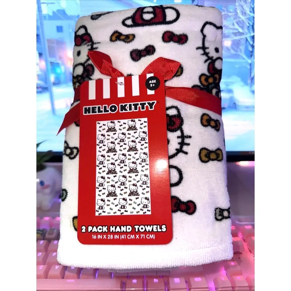 Hello Kitty Thanksgiving Hand Towels Leaves Bows Fall Autumn 2024 Sanrio 2 Pack